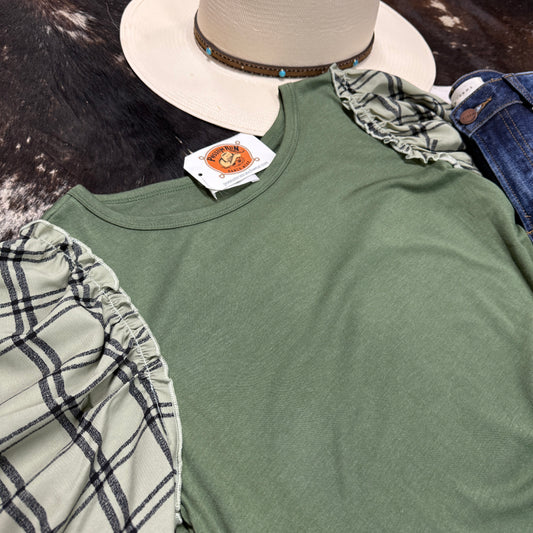 Olive Striped Kerchief Top