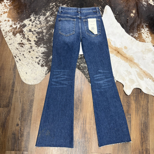 Mid Rise Flare Small Distressed Long Jeans