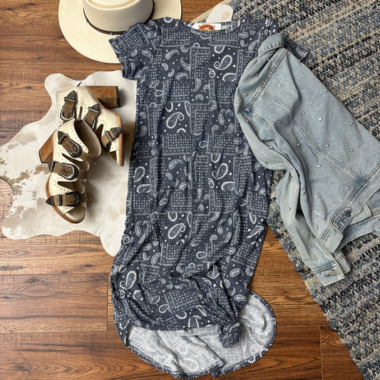 Navy Paisley Maxi Dress