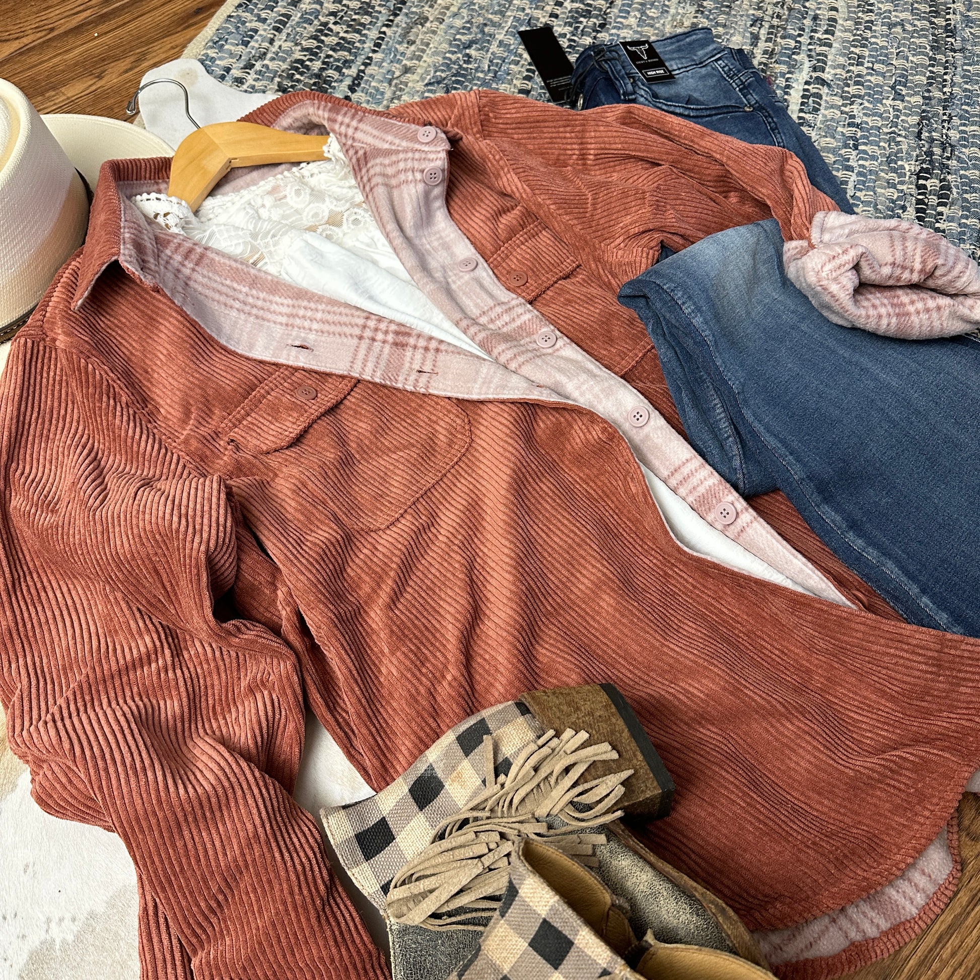 Close up of shacket.