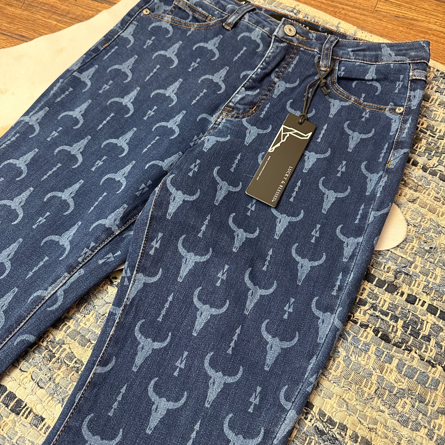 Darkwash Cowskull Lazer Flare Jeans