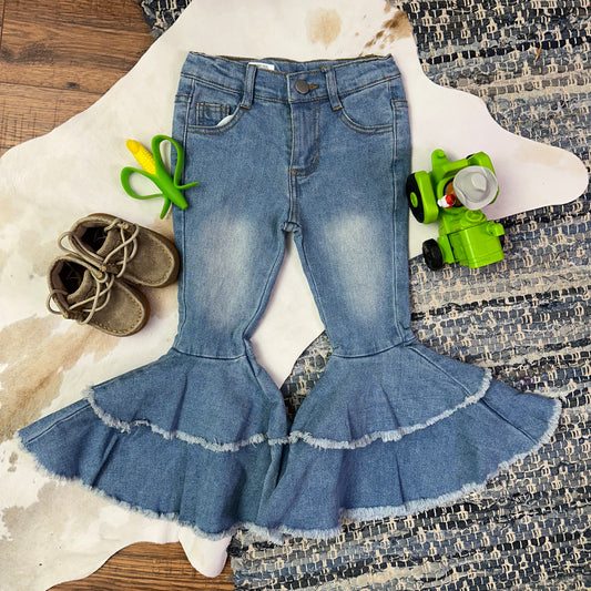 Light wash double layer bells.