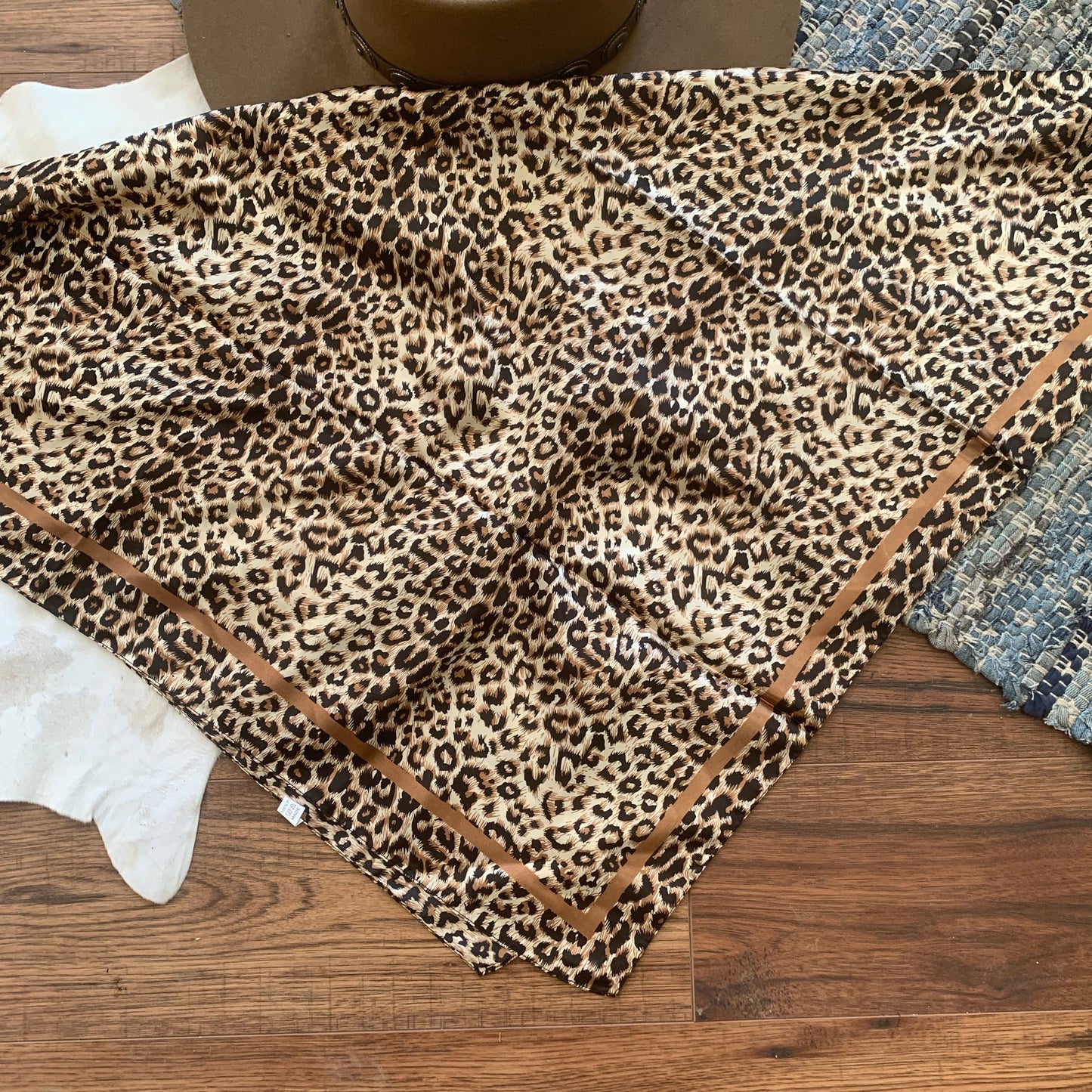 classic tan leopard print with a gold border.