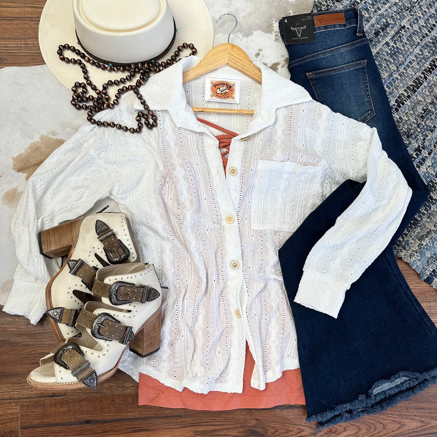 lace collared button up