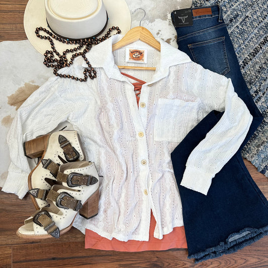 lace collared button up