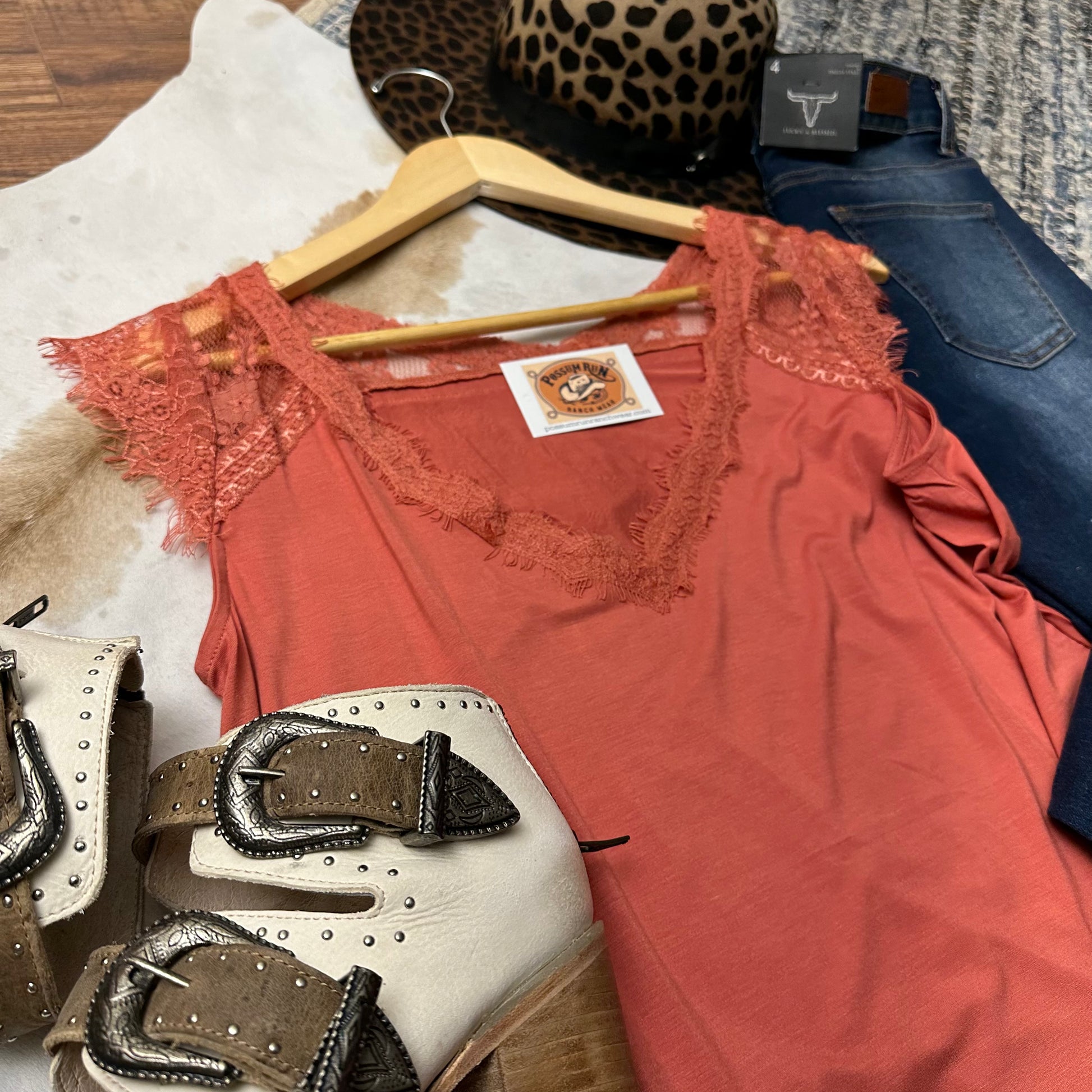 Close up of lace trimming.