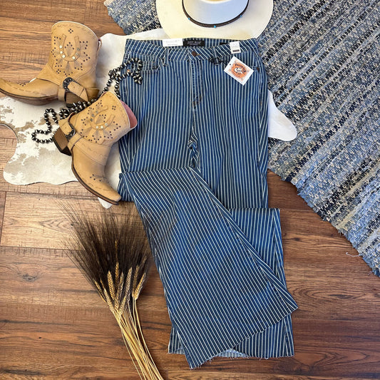 Judy Blue High Waist Pinstripe Super Flare
