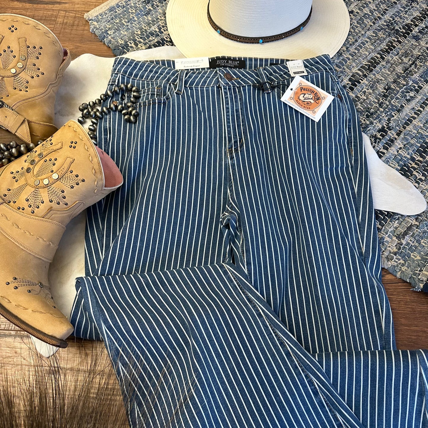 Judy Blue High Waist Pinstripe Super Flare