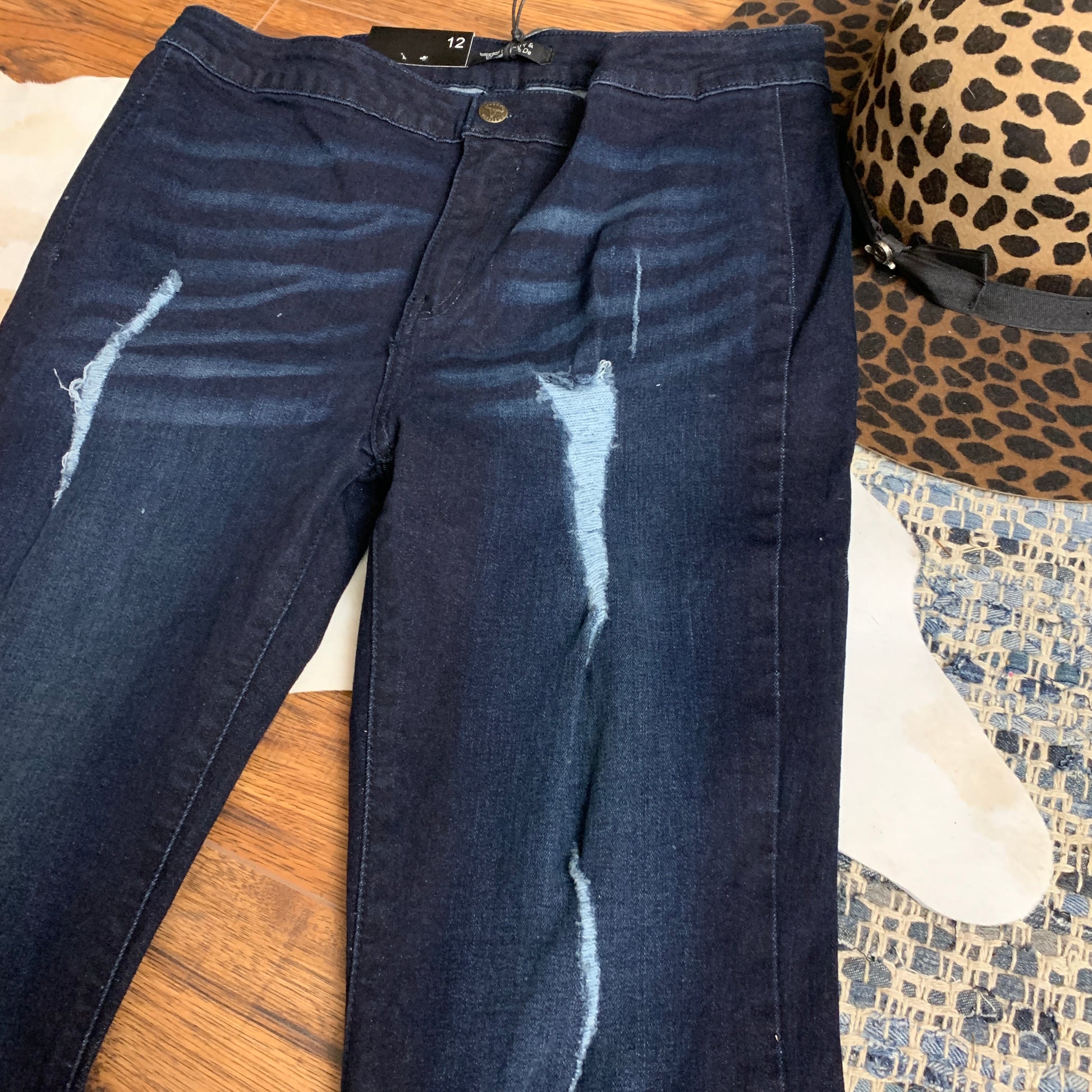 close up of distressed front panel.