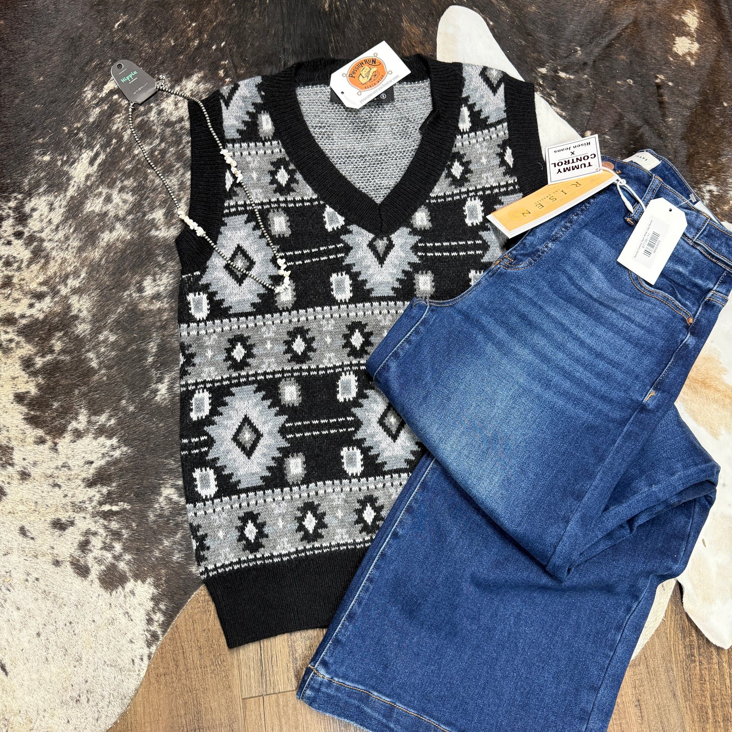 Black Aztec Knit Vest