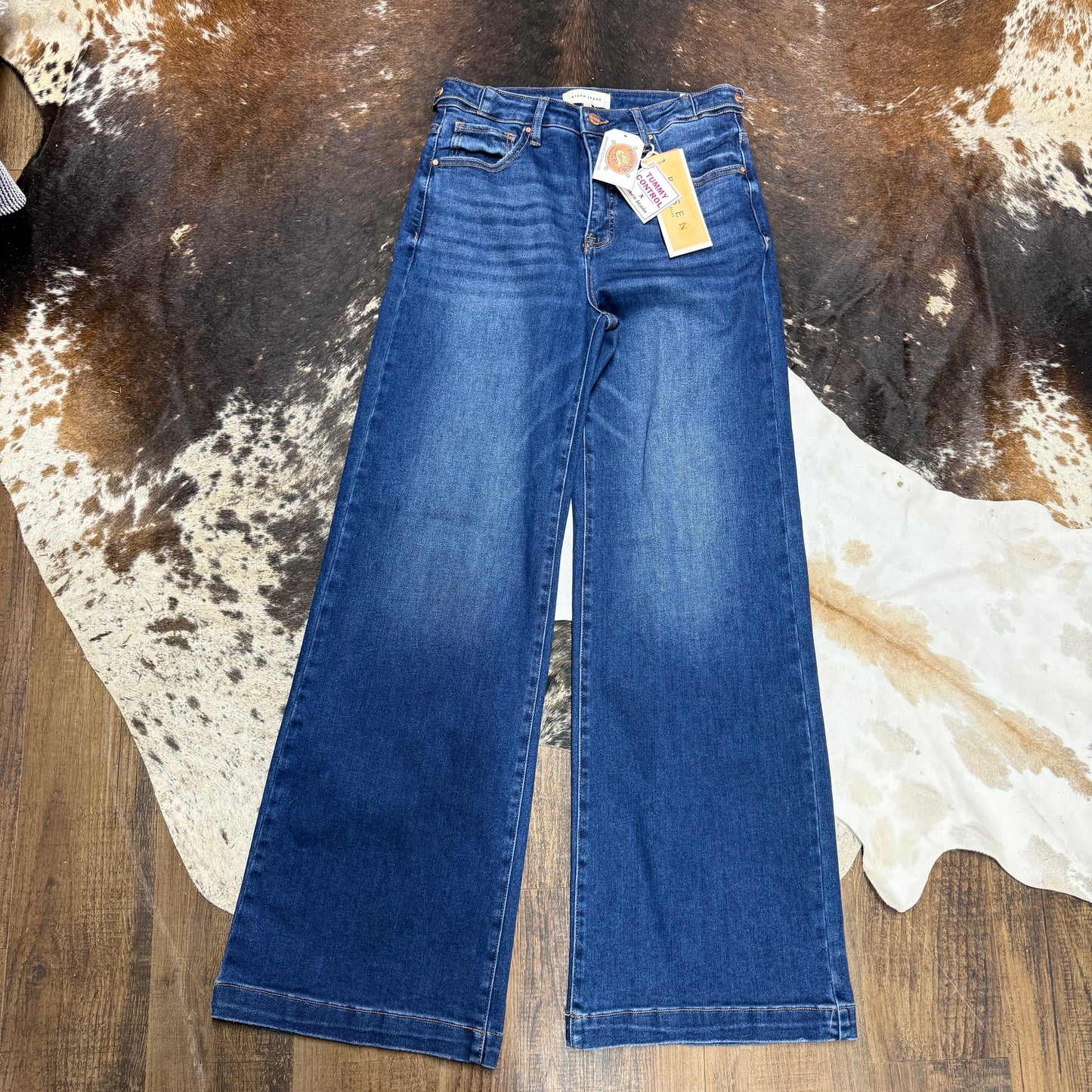 Tummy Control Dark Wide Leg Denim