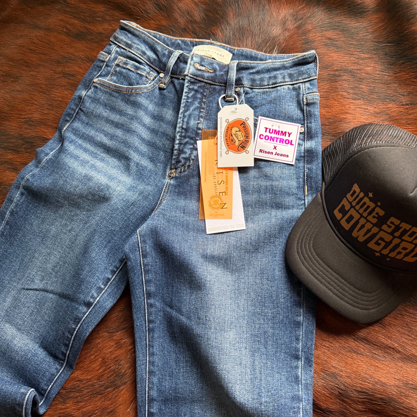 Tummy Control Straight Raw Cut Crop Denim