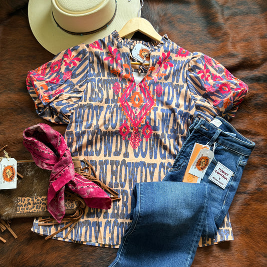 Howdy Cowgirl Puff & Tied Top