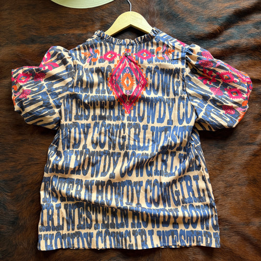Howdy Cowgirl Puff & Tied Top