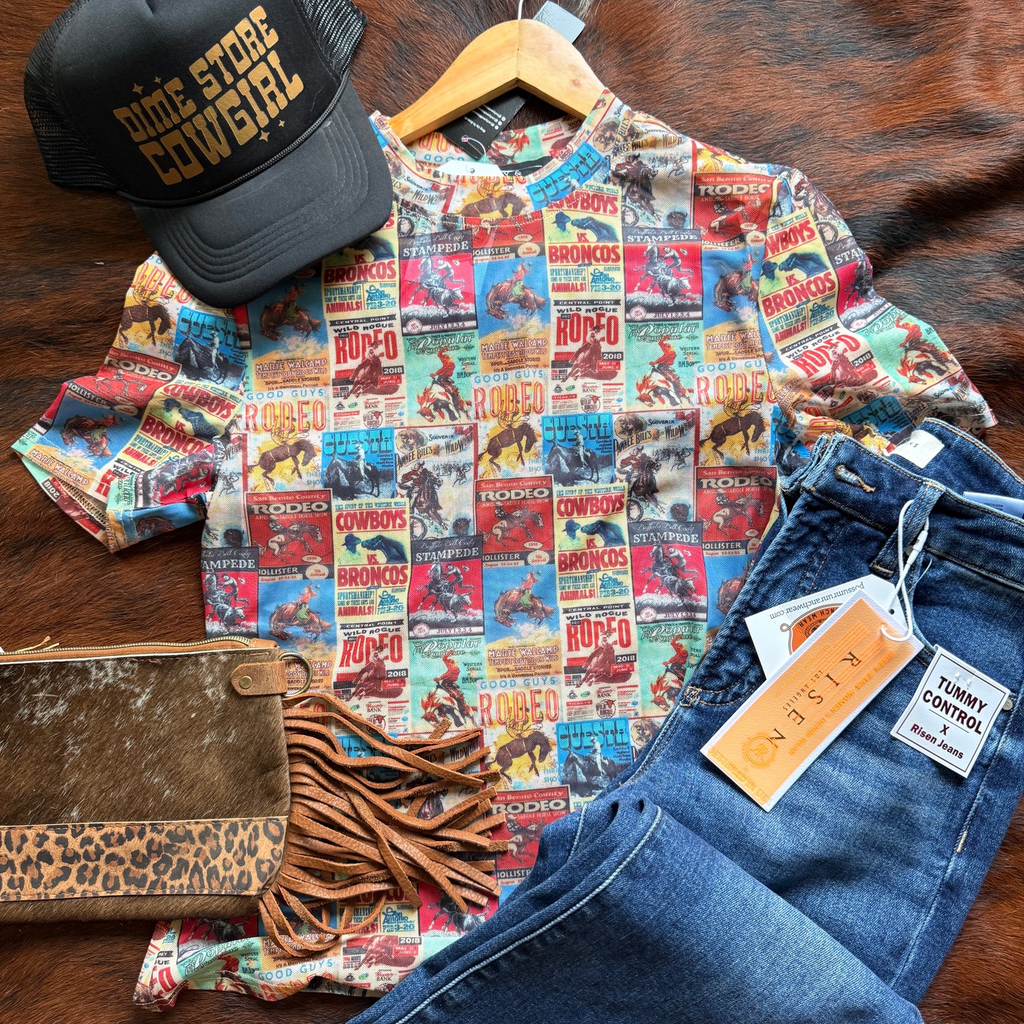 Rodeo Collage Short Sleeve Sheer