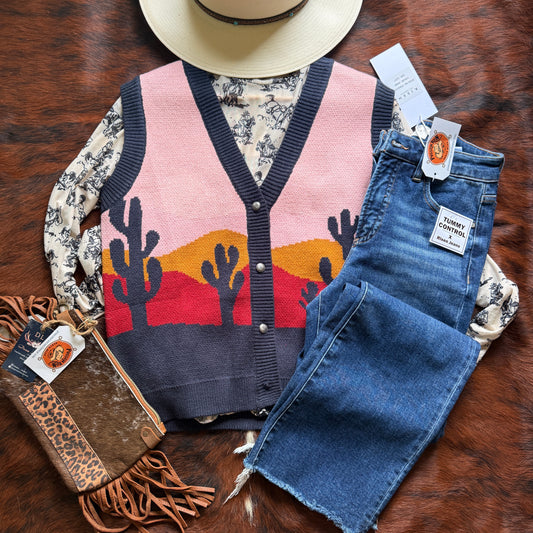 Cowboy Sunset Knitted Sweater Vest