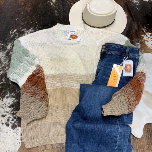 Coffee Puff Sleeve Sweater