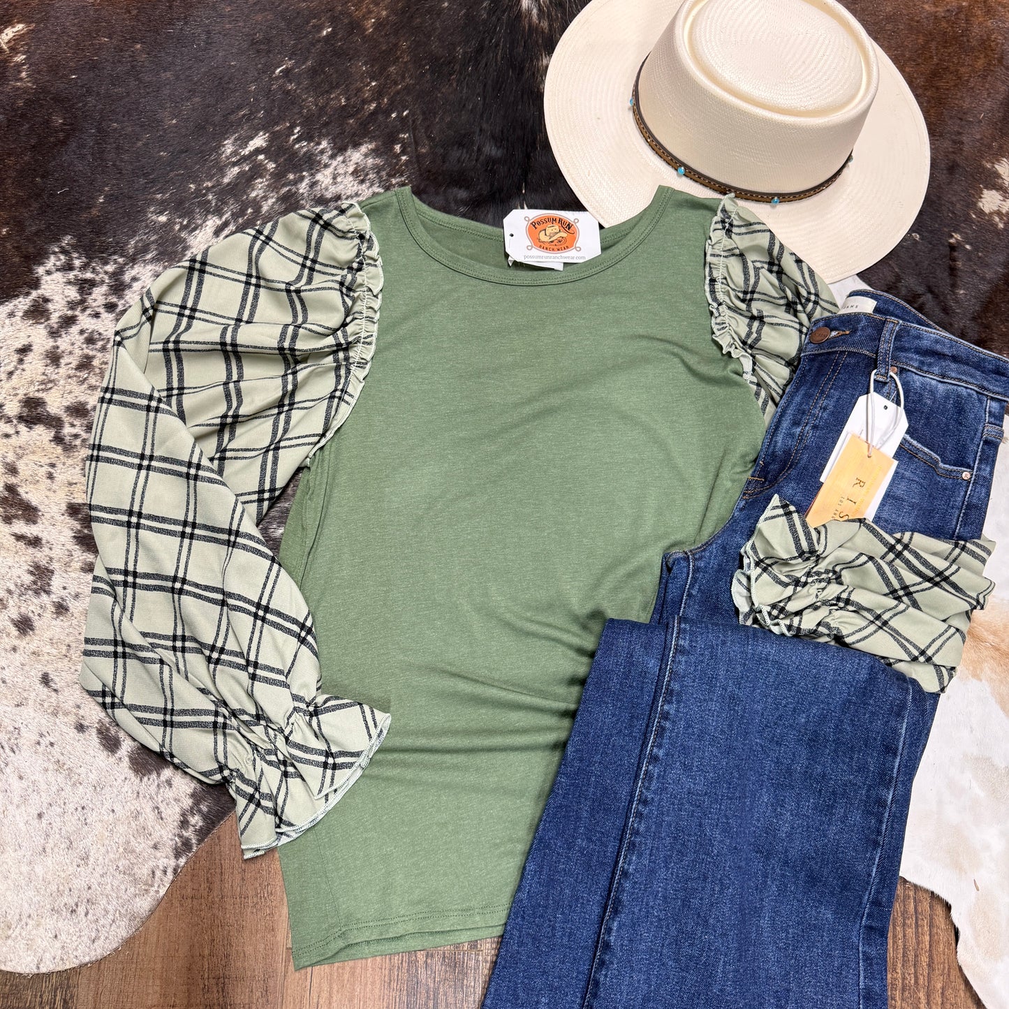 Olive Striped Kerchief Top