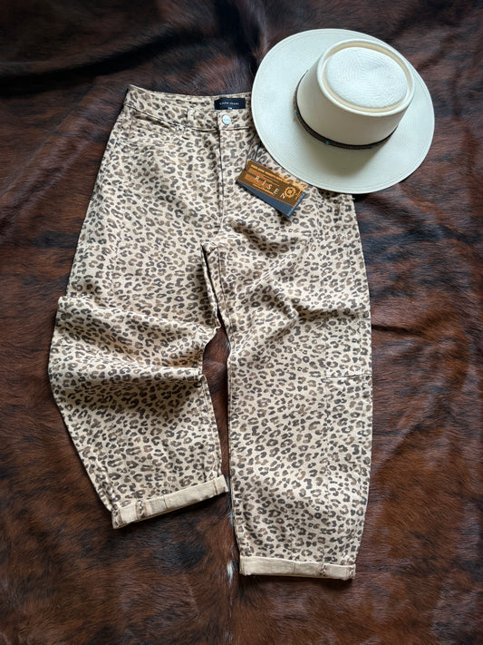Slouchy Leopard Barrel Cropped Jeans