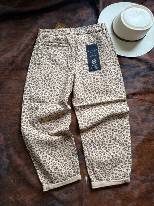 Slouchy Leopard Barrel Cropped Jeans