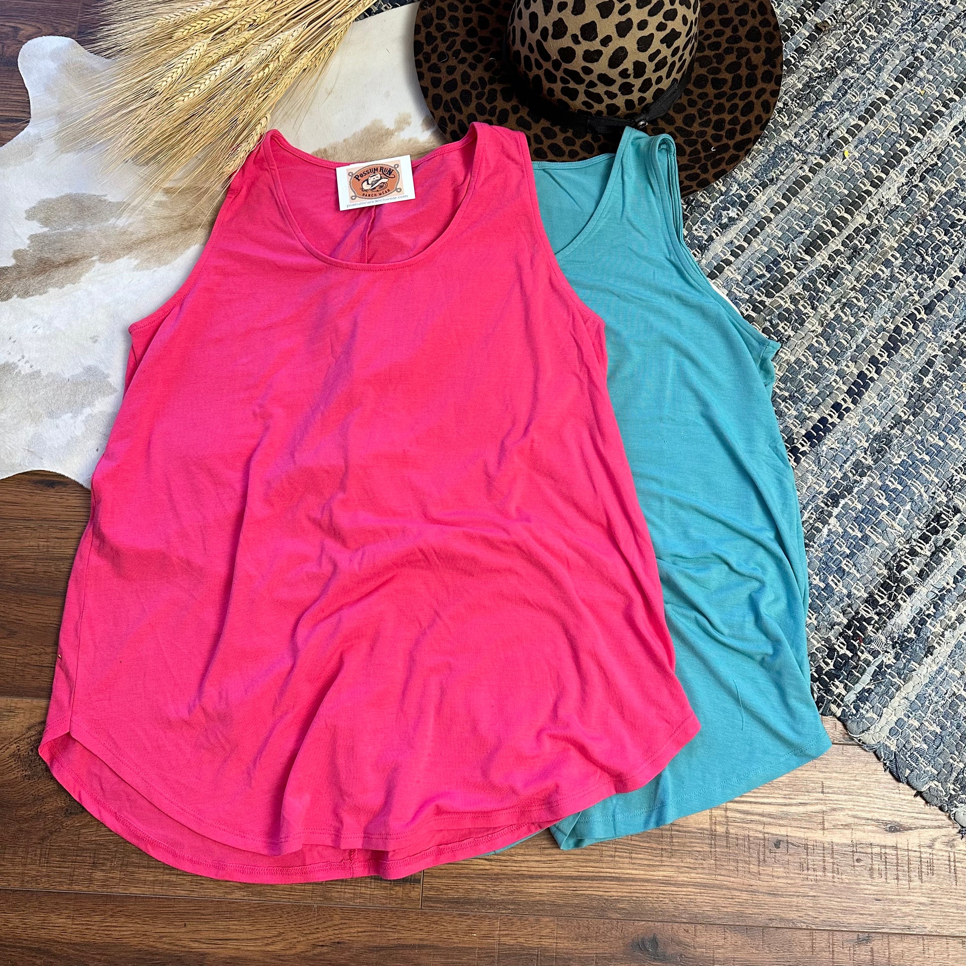 pink and ash mint a-line tank top.