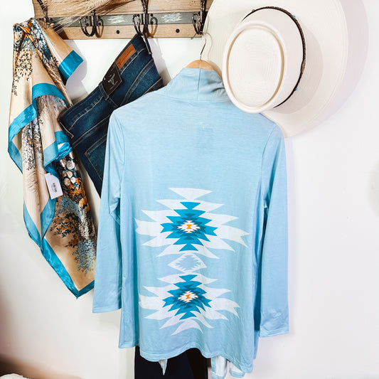 blue aztec cardigan