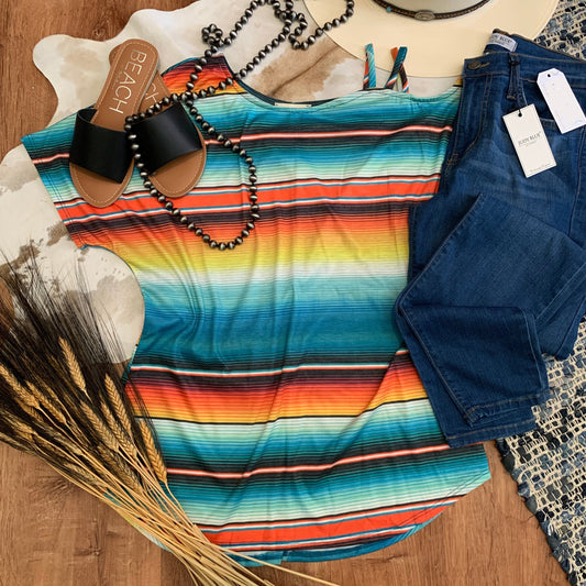 SERAPE SHIRT WITH LEFT SHOULDER STRAPPY.