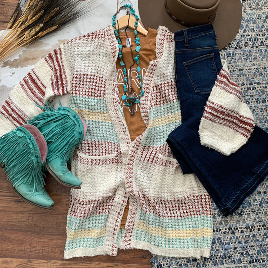 Loose Knit Striped Cardigan